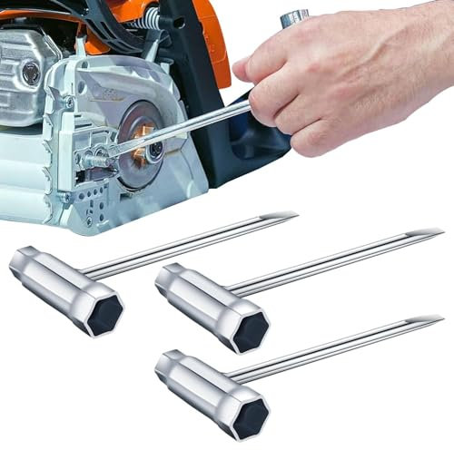 Amusingtao 3 Stück Kettensägenschlüssel, 13 mm X 19 mm Zündkerzenschlüssel, T Schraubenschlüssel, Motorsägenschlüssel, Kombischlüsse für Motorsägenmäher Bürstenschneider Rasenmäher