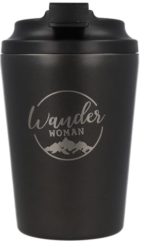 Spruchreif | Thermobecher mit Deckel und Gravur Wander Woman | Edelstahl Isolierbecher | Thermobecher für Unterwegs | Heiß-/Kaltgetränke