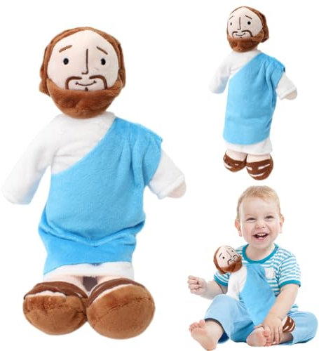Piashow Jesus Kuscheltier, 32 cm großes Jesus-Plüschtier, klassisches Erlöser-Jesus-Plüschtier, kann Stehen oder sitzen, Jesus-Figur für Kinder, Damen, Herren, Partyzubehör, Ostergeschenke