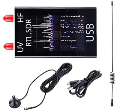 Pesderty RTL-SDR-Empfänger 100 kHz-1,7 GHz Full-Band-Software-Radio V-Antenne RTL2832U+R820T2 HF VHF UHF AM FM-Radio