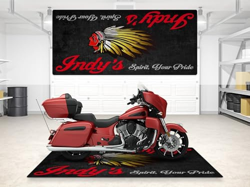 wibeart MPM Motorradmatte für Indianer, waschbar, rutschfest, öl- und wasserabweisend, Parkmatte für Garage, Ausstellungsraum, Werkstatt | Größe 2: 102 x 47/260 x 120 cm