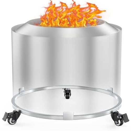 Feuerschalen-Rollständer, kompatibel mit Soloofen, Lagerfeuer und anderen 49,5 cm großen Feuerstelle, Feuerstelle mit Rädern, leicht zu bewegen, rostfrei, 304 Edelstahl, Feuerofen-Zubehör für Terrasse