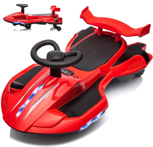 VITONIS 12V Kinder Elektroauto 2 in 1 Autoscooter mit LED-Lichtern, Elektrisches mit Pedal, Musik Modus, Elektro Auto für Kinder ab 3 Jahre (Rot)