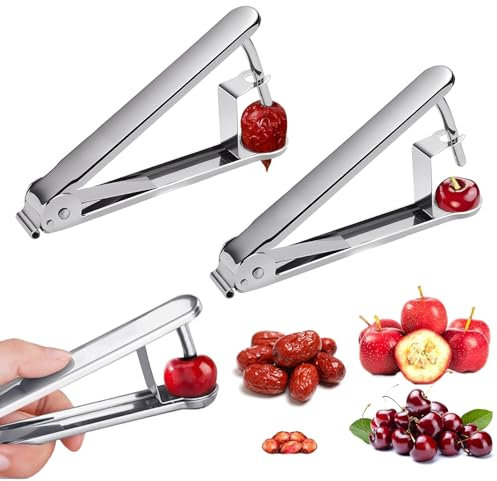 2 Stücke Kirschentkerner, Kirschkern Entferner 304 Edelstahl, Entsteiner Kirschen, Werkzeug zum einfachen Entsteinen von Kirschen, ideal für Kuchen und süße Snacks mit frischen Kirschen
