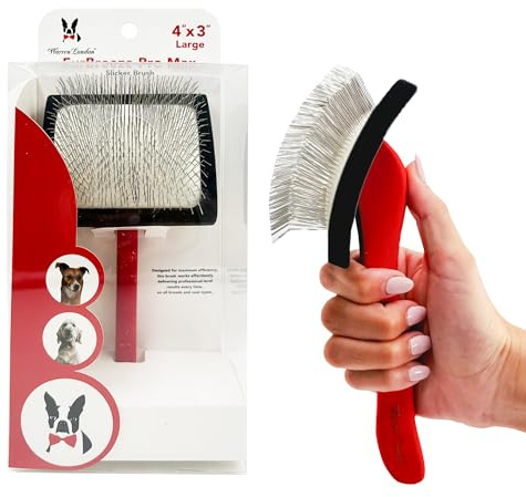 Warren London FurBreeze Pro Max Dog Slicker Brush for Doodles, Long or Thick Coats