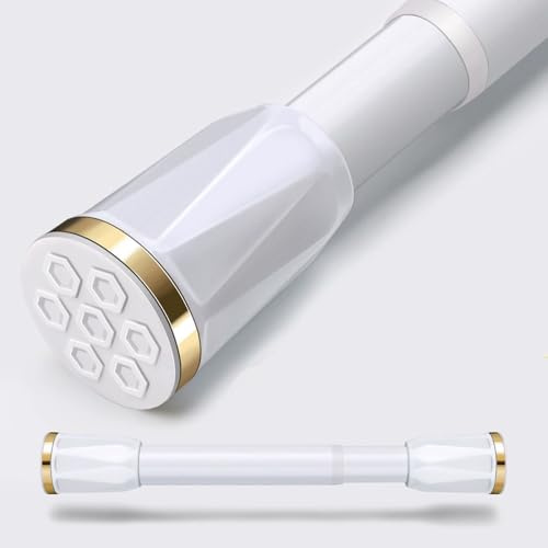 0.7-2.6m Verstellbare Teleskopstangen Gardinenschiene, Ausziehbare Gardinenleiste Ohne Bohren, Metall Einzelschienen Für Vorhänge(White,1.6-2.1m/5.2-6.9ft)