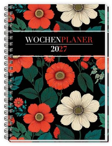 Trötsch Wochenplaner A5 mit Wire-O Blumen 2027: Taschenkalender