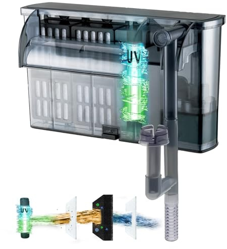 Large Hang on Back Aquarium Filter w/ U-V 13-Stage for 20-75 Gal Fish Tank