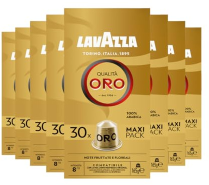 Lavazza - Lot de 240 Capsules Oro compatibles Nespresso - 8x30 capsules aluminium - 100% Arabica Capsules Aluminium Compatibles Avec Les Machines Nespresso