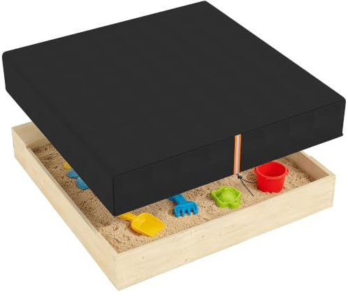 AIYAPLAY Sandbox Cover Square Sandpit Cover Waterproof 125 x 125 x 20 cm | Dustproof UV Protection, Sandbox Canopy, Drawstring and Elastic Band, for Sandpit Furniture and Toys, 420D Oxford Fabric