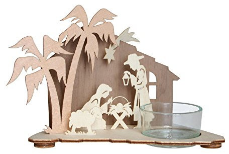 Kunsthandwerkstube Kuhnert Erzgebirge Teelichthalter mit Krippe