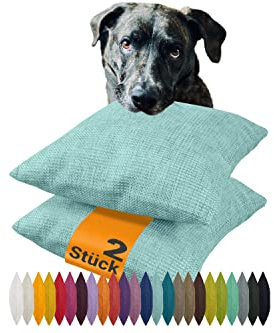 npluseins 2er Pack Kissenhüllen mit Struktur-Muster - Polsteroptik 617.767, 1 Pack (2 Stück) - Kissenhüllen 50 x 50 cm, türkis meliert