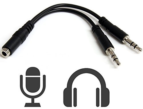 REY Adaptador Unificador Jack Hembra 4 Pines a Doble Macho 3,5mm, UNE Auriculares y Micrófono