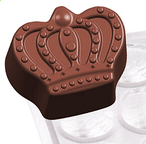 Contacto Pralinenform Krone für 24 Pralinen 27 x 22 x 15 mm, große Formplatte 27,5 x 13,5 x 2,5 cm aus Kunststoff, transparent