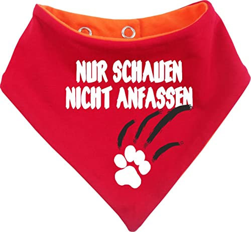 Hunde Wende- Halstuch Multicolor (Fb: orange-rot) (Gr.2 - HU 31-35 cm) Nur schauen Nicht anfassen