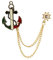 Knighthood Roter weißer und grüner Anker mit Goldener Radkette und Stein-Details Brosche Revers Pin