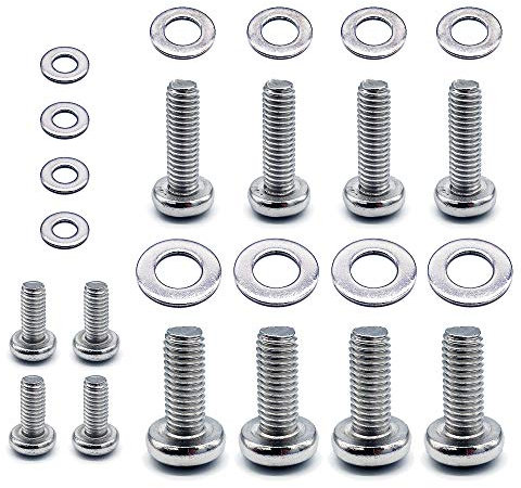 24 Pezzi TV Montaggio a Parete Staffa Vite Kit, M4 M6 M8 Parete TV Supporto Monitor Vite, Acciaio Inox 304 Rotonda Phillips Vite a Macchina e Rondelle per montaggio monitor TV