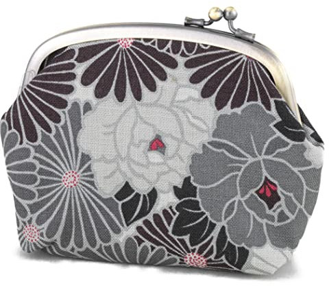 Gamaguchi Kleine Make-up-Tasche, (Retro Blume) Made in Japan, Make-up-Tasche, Reise-Kosmetiktasche, Reißverschlusstasche, Münzbörse, Medikamentenhalter, für Frauen und Mädchen, schwarz