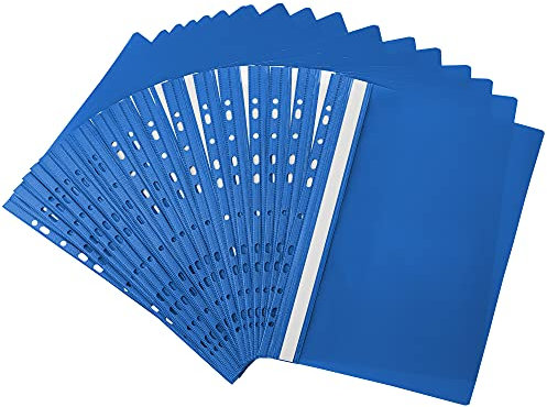 Netuno 20x chemise à lamelle perforée bleu A4 dossier rapide chemise à levier en plastique classeur en plastique classeur rapide A4 chemise de présentation chemise avec couverture transparente