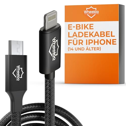Wheeloo Ebike Ladekabel für iPhone I für Bosch Intuvia, Kiox, Nyon (alt) E-Bike Display I Micro USB zu Lightning Fahrradcomputer I für Handy Navigation I OTG Funktion