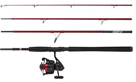 Penn Fierce IV Travel Spin Fishing Combo, Salzwasser-Angelrute und Rollenset, perfekt zum Spinnen, Küsten-, Offshore-, Surfen, einfach zu transportieren mit Cordura-Hartschalenkoffer