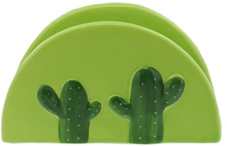 Servilletero de pie de cactus verde para mesa