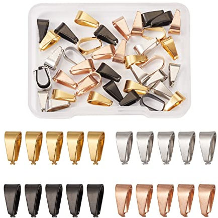 PandaHall 40pcs in acciaio inox a scatto su cauzioni 4 colori ciondoli fermagli, clip da pizzicare per fai da te, ciondoli per gioielli fai da te, 11 x 6 x 5 mm