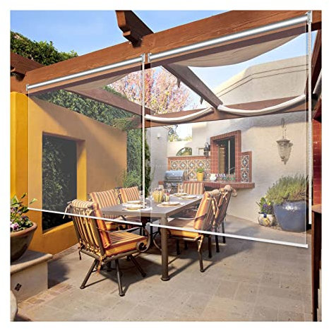 QWEASDF Tende a Rullo in PVC Trasparente per Esterni da Giardino, Grandi Tapparella Avvolgibile Trasparenti Impermeabili, Tende per finestre per balconi, Antipioggia, Antivento,160x250cm/62.9x98.4in
