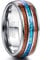 Vakki Eheringe Holz Damen Silber Herren Wolframcarbid Ringe Eingelegter Blauer Opal Geschenk für Valentinstag Weihnachts Größe 61(19.4)