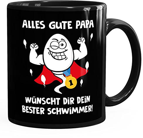 Moonworks® Kaffee-Tasse Alles Gute Papa wünscht diir dein bester Schwimmer Spermium Spruch lustig Geschenk Vatertag Geburtstag schwarz standard
