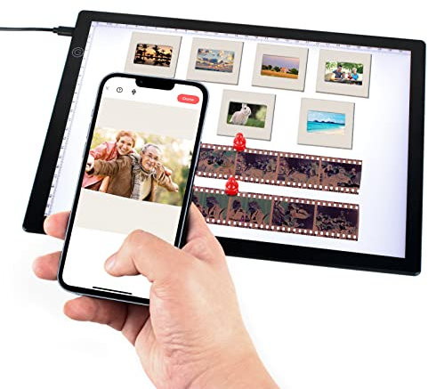Slide Viewer Lichtblock für Dias und Film negatives Scannen, ultradünn, A4 Größe, magnetische Hintergrundbeleuchtung mit 3 Helligkeitsstufen, USB betrieben