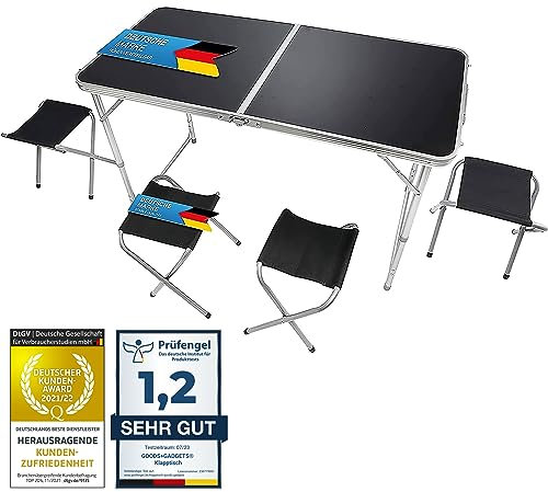 Table multifonctionnelle pliable Table multifonctionnelle Table de camping Table pliante Table de marché Table à papier peint réglable en hauteur Table d'appoint de camping (ensemble de camping avec 4