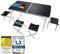 GOODS+GADGETS Mesa Plegable Multifuncional Mesa de Camping Mesa Plegable Mesa de Mercado Mesa de empapelado Regulable en Altura Mesa Auxiliar para Acampar (Juego de Camping con 4 sillas, Color Negro)