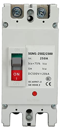 Jadeshay DC Disjoncteur, Protecteur de Disjoncteur, 2P MCCB Protecteur d'isolateur de Commutateur de Protection de Batterie Solaire 250A 500V 20KA Capacité de Rupture