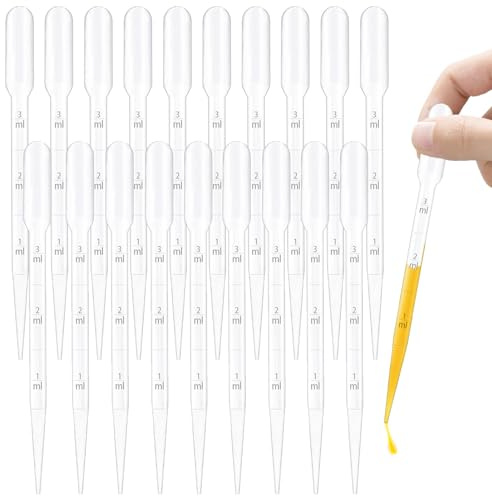 20 Pcs 3ml Pipettes,Plastic Pipettes,Pippets Dropper,Disposable,Transparent Graduated,Measuring Pipets for Transferring Oils,Essential,Perfume,Paints,for Makeup Tool,Lab | Disposable,Measuring Pipets for Transferring Oils,Essential,Perfume,Paints,for Makeup Tool,Lab