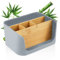 LIVONDO ECO Schreibtisch Organizer | Tisch- Büro- Kosmetik- Organizer | Handy & Tablet Halterung | Stiftehalter Schreibtisch | Briefablage | Serviettenhalter | home office storage (klein, grau)