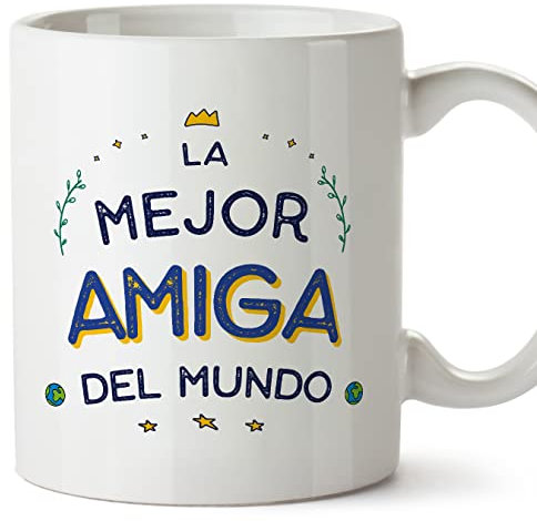 MUGFFINS Tazas para AMIGA - En Español - El Mejor del Mundo - 11 oz / 330 ml - Regalo original y divertido