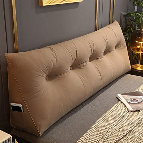 RAKTOV Bequemes Lendenkissen, Lesekissen, Rückenlehne, dreieckiges Kopfteil, Keilkissen, großes Kissen für Erkerfenster, Tatami, Sofa, Schlafzimmer, 100 x 50 x 20 cm, Braun
