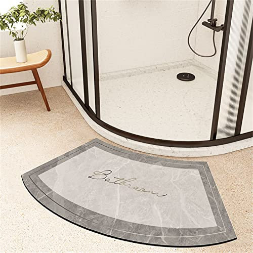 FCS Bathroom Gebogene Duschmatte Halbrund Weiche Kieselgur Badematte, wasserabsorbierend, schnell trocknend, rutschfeste Kieselgur Matte, Badteppich für Rundduschen(Size: 40 * 60cm,Color:b)