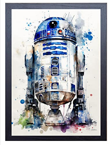 Wunderschöner, lebendiger Kunstdruck eines R2D2 Star Wars Gemäldes (Bild 1) (A4-Druck, 29,7 x 21 cm)