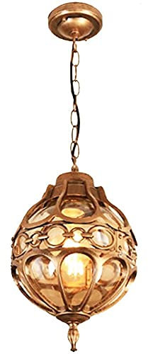 Outdoor Höhenverstellbar Pendellampe Retro Außen Hängeleuchte E27 Schwarz Wasserdichter IP23 Aluminium Glas Lampenschirm Pendelleuchte für Garten Flur Balkon Pavillon Villa Trauben Rahmen (Braun)