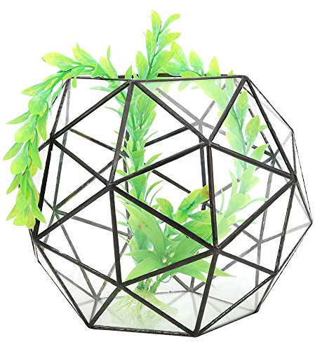 LEMCC Geometrischer Terrarienbehälter, Unregelmäßig Geöffneter Glas-Blumentopf, Pflanzgefäß, Vase, Schüssel für Saftige Farnmoos-Luftpflanzen Im Innenbereich