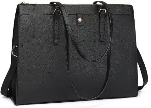 BOLOSTA Laptop-Tragetasche für Damen, 15,6-Zoll-Leder-Laptop Aktentasche Handtasche, Große Computer Arbeit Business Umhängetasche, Ideal für Reisen/Täglichen Gebrauch