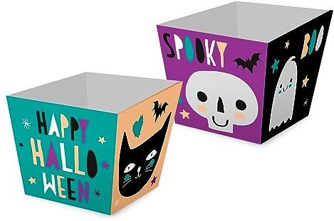 Folat 23851 Bonbons Gobelets-Happy 8 pièces fête, Hantée Halloween Decorations, Soirée à Thème: Squelette, Fantôme Citrouille, La Sorcière, Multicolore