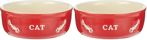 Nobby Katzen Keramikschale CAT rot/beige Ø13,5 X 5 cm (Packung mit 2)