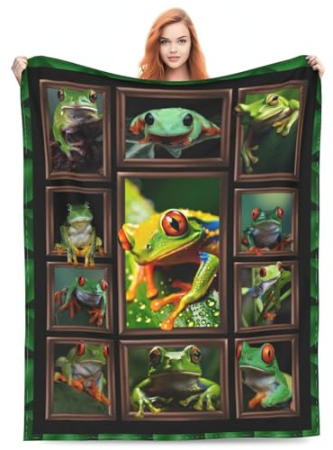 Niedliche grüne Froschdecke, Frosch-Geschenke, Decken für Damen, Herren, Kinder, Froschliebhaber, superweiche Plüsch-Flanell-Froschdecke für Bett, Couch, Sofa, Zuhause, Wohnzimmer, Dekoration,