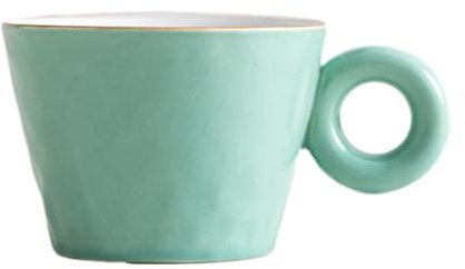 CAPIJIONG Taza de cerámica retro minimalista de 180 ml, taza de café y leche para la oficina en casa para parejas, color verde menta