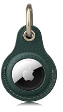 Habac Studio Airtag Keyring Genuine Leather with Brass Key Tags. Airtag Holder for Luggage GPS Tracker Dog Airtag Case Key Organiser. Key ring GPS Tag (Green)