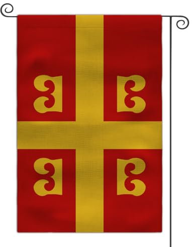Bandera medieval de jardín con escudo de armas de 12 x 18 pulgadas, bandera de doble cara para patio al aire libre (Imperio bizantino)