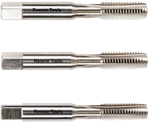 Rennie Tools - M8 x 1.25 HSS Metric Hand Tap Set. Includes 3 Pieces - 1st, 2nd & 3rd Cut (Taper Tap, Middle Tap, Bottom Tap (Plug Tap)) High Speed Steel for Threading Holes. 8mm Metric Tap Set